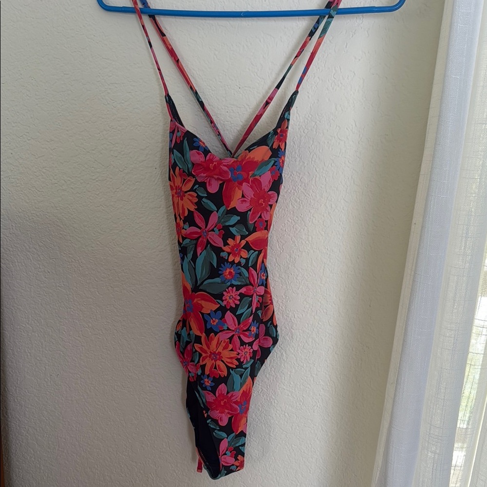 Floral One-Piece Swimsuit - Pink & Green